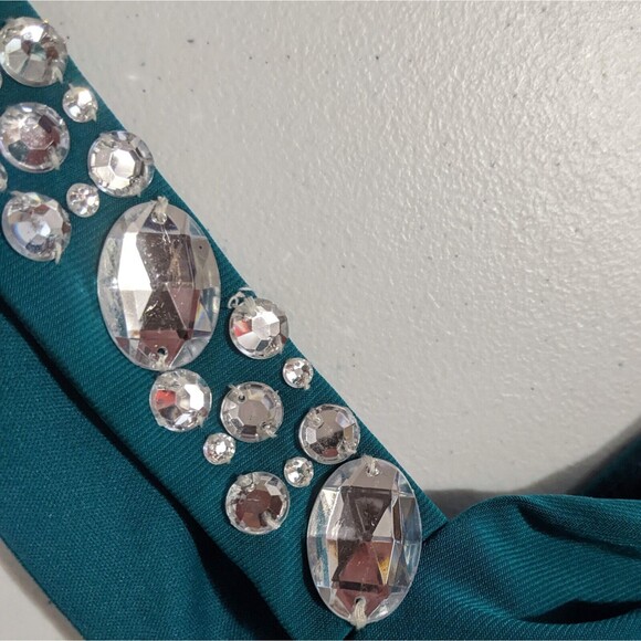 Scarlett Teal Jewels Short Dress 6 Small Sleeveless Bodycon Y2K Draped NWT New - Picture 8 of 12
